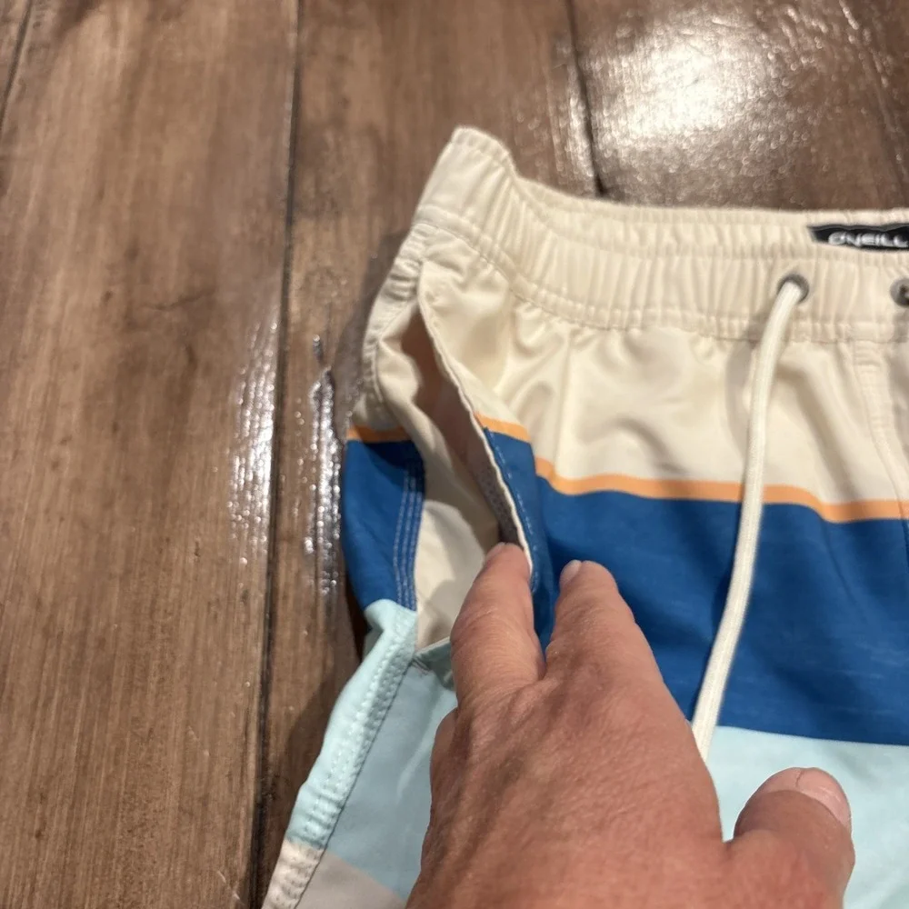 O'Neill Board Shorts Swim Trunks Mens Small No Liner  Beige Blue